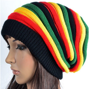 Jamaican Knit Baggy Beanie Rasta Hat (Unisex) | Slouchy Cap Rasta Tap